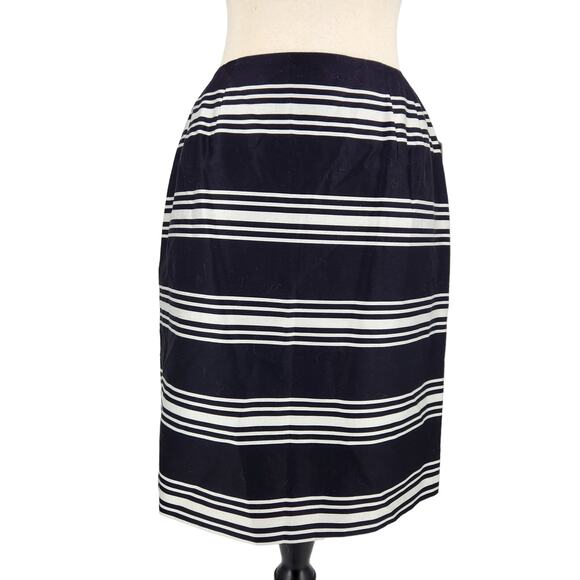 Talbots Dresses & Skirts - SALE Talbots Satin Navy and White Striped Pencil Skirt 2 Petite NWT